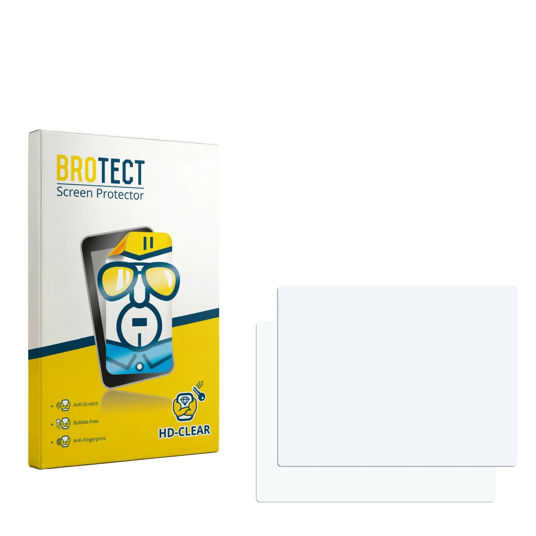Front side of a product packaging with the brand logo BROTECT. Next to it is the corresponding screen protector.