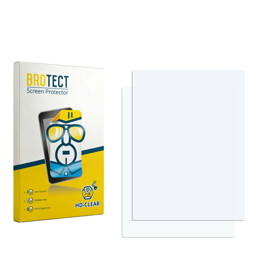 Front side of a product packaging with the brand logo BROTECT. Next to it is the corresponding screen protector.