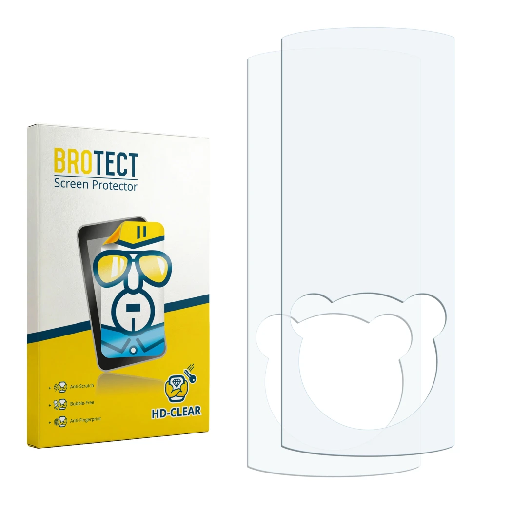 Front side of a product packaging with the brand logo BROTECT. Next to it is the corresponding screen protector.