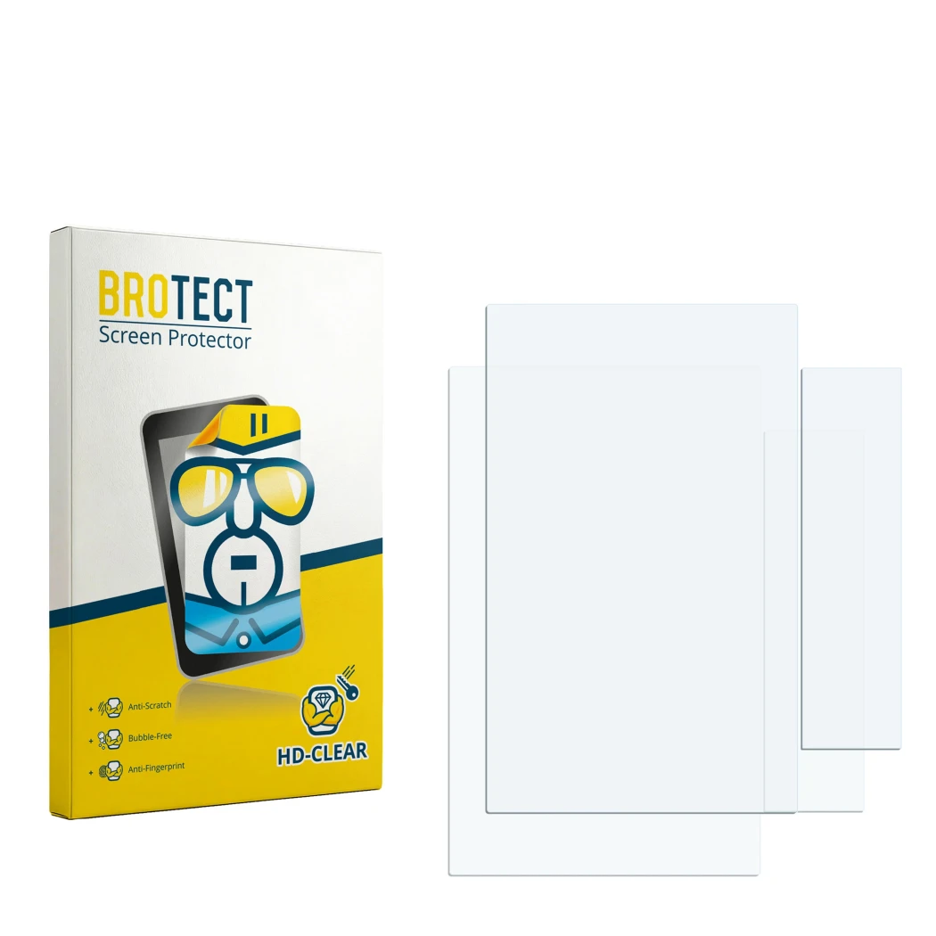 Front side of a product packaging with the brand logo BROTECT. Next to it is the corresponding screen protector.