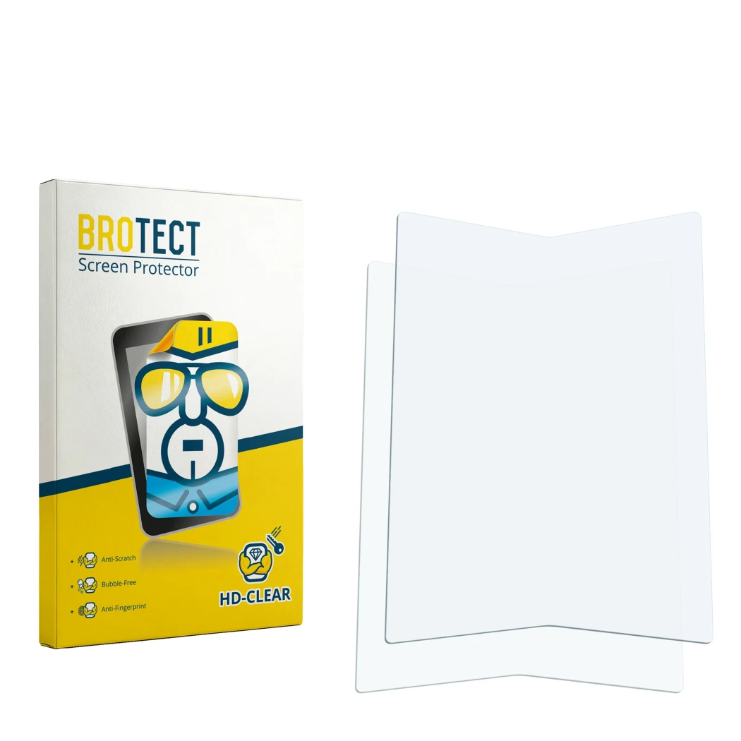 Front side of a product packaging with the brand logo BROTECT. Next to it is the corresponding screen protector.