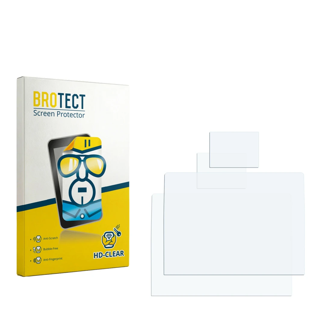 Front side of a product packaging with the brand logo BROTECT. Next to it is the corresponding screen protector.