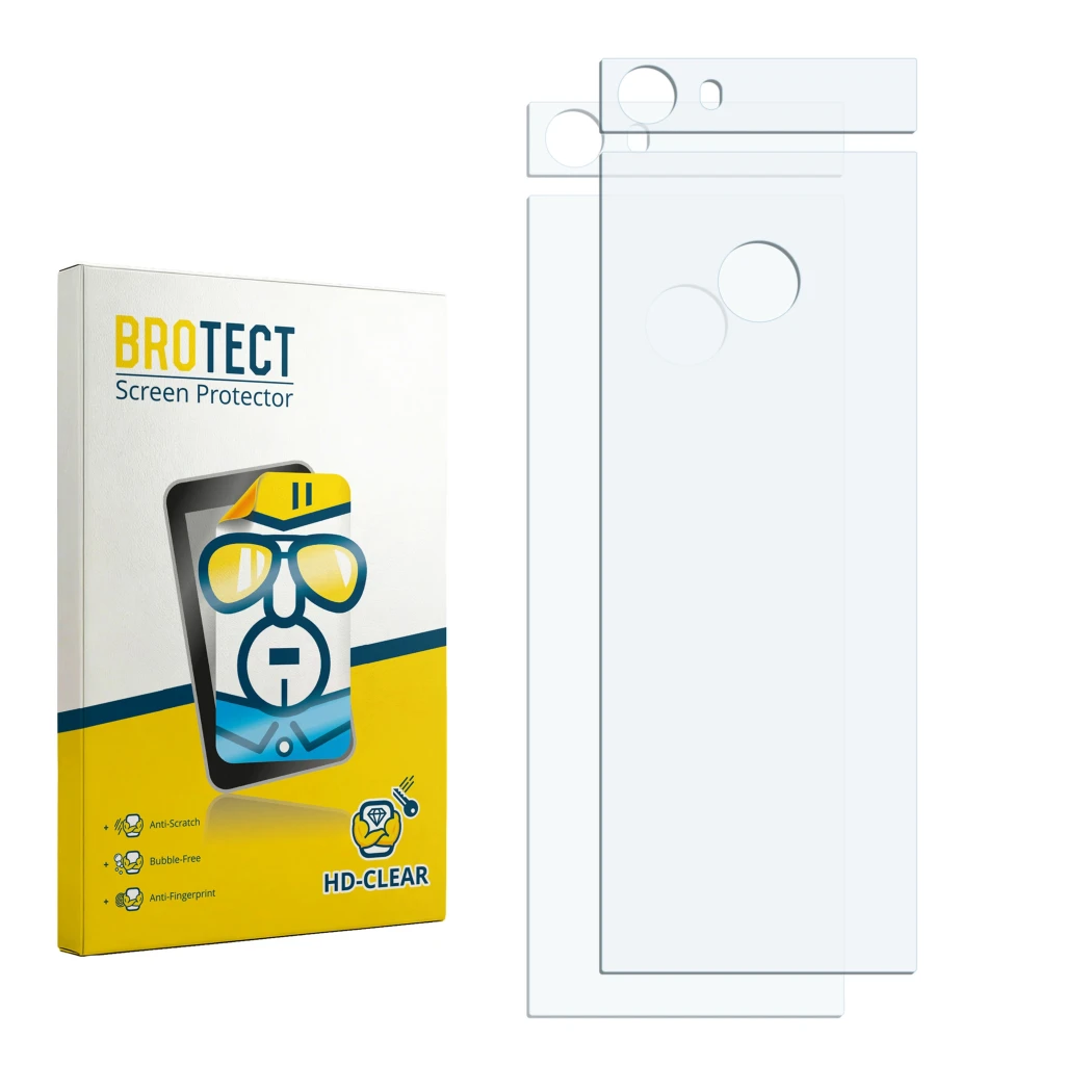 Front side of a product packaging with the brand logo BROTECT. Next to it is the corresponding screen protector.