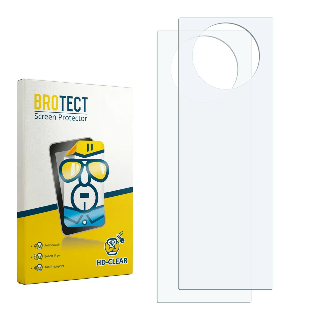 Front side of a product packaging with the brand logo BROTECT. Next to it is the corresponding screen protector.