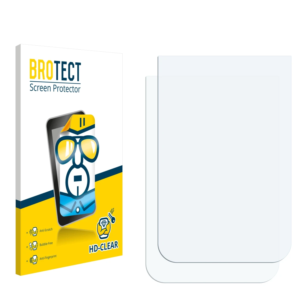 Front side of a product packaging with the brand logo BROTECT. Next to it is the corresponding screen protector.