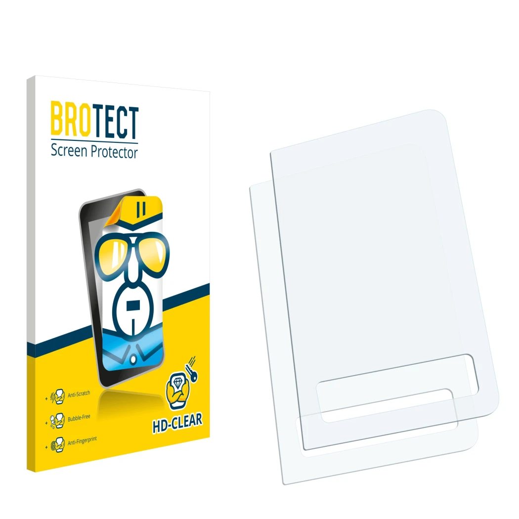 Front side of a product packaging with the brand logo BROTECT. Next to it is the corresponding screen protector.
