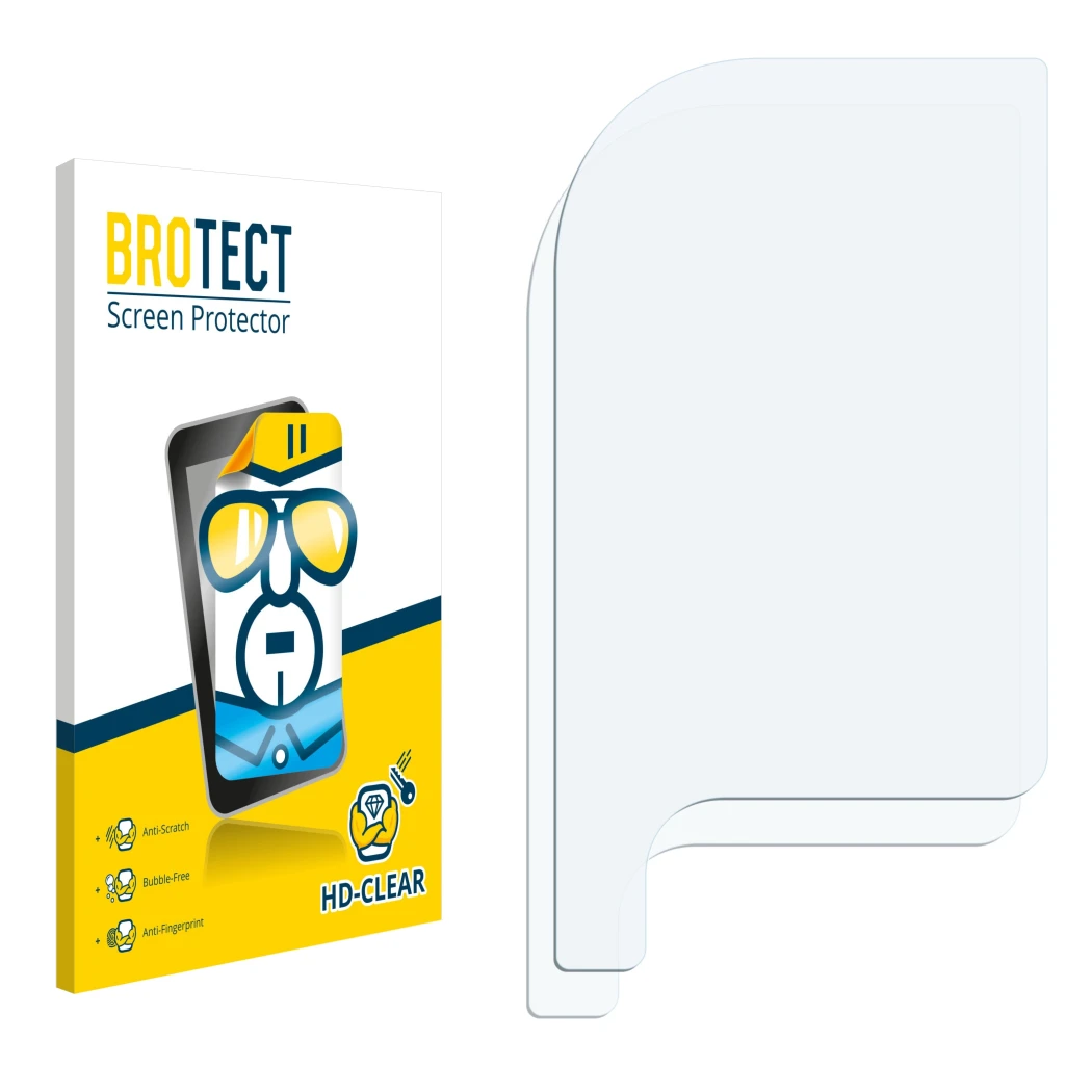 Front side of a product packaging with the brand logo BROTECT. Next to it is the corresponding screen protector.