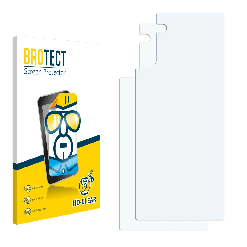 Front side of a product packaging with the brand logo BROTECT. Next to it is the corresponding screen protector.