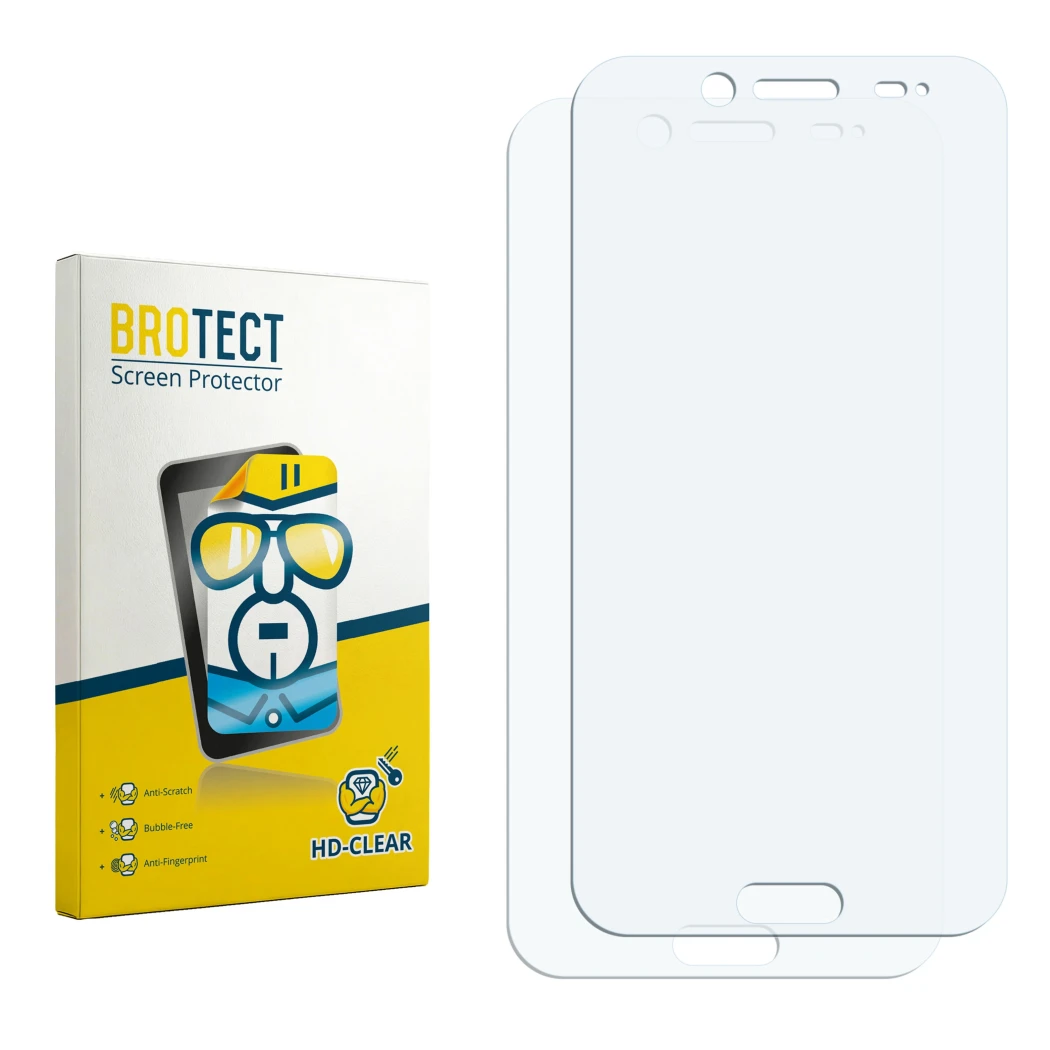 Front side of a product packaging with the brand logo BROTECT. Next to it is the corresponding screen protector.
