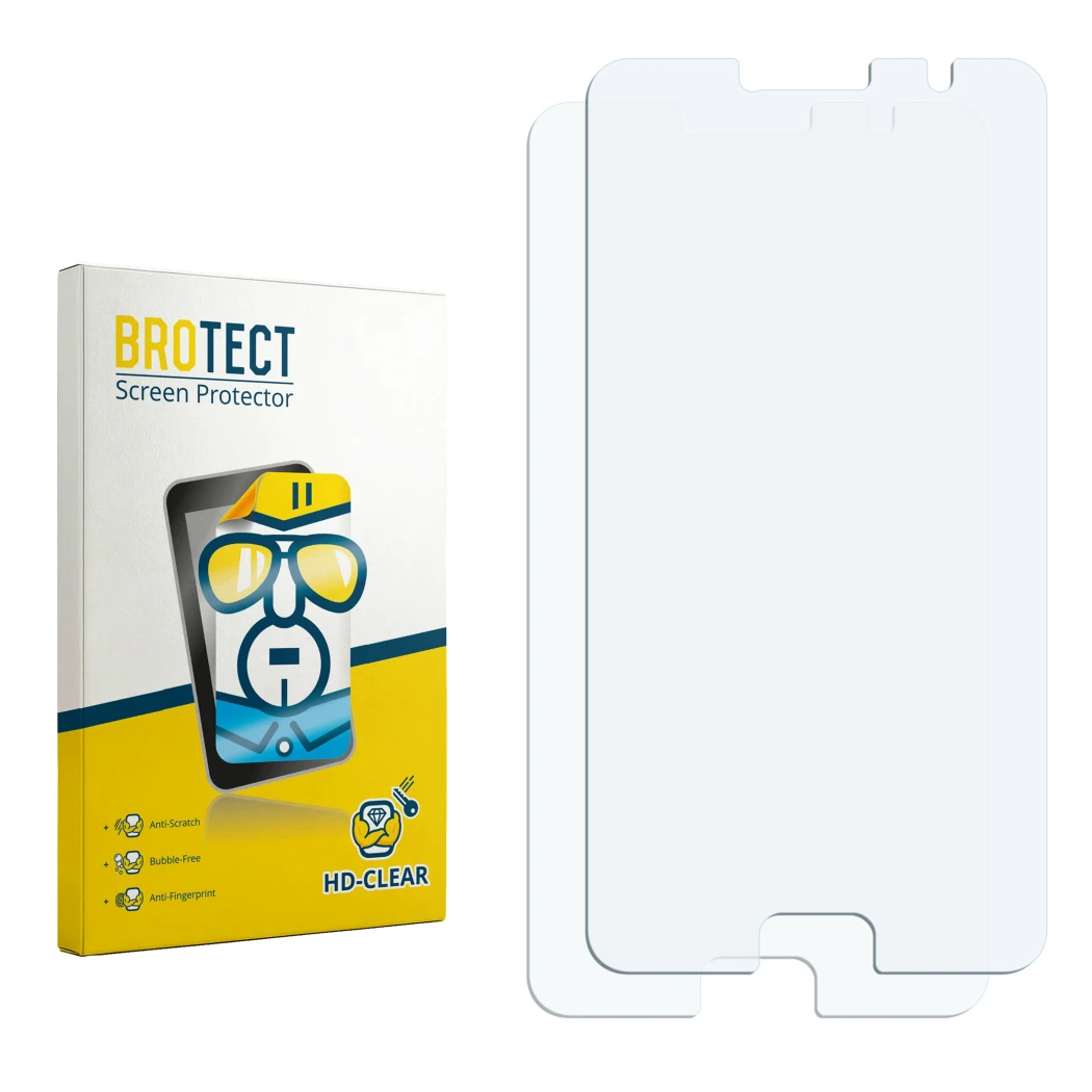 Front side of a product packaging with the brand logo BROTECT. Next to it is the corresponding screen protector.