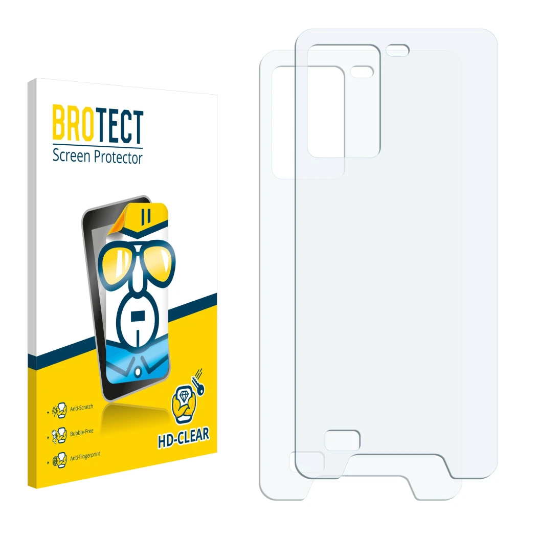 Front side of a product packaging with the brand logo BROTECT. Next to it is the corresponding screen protector.