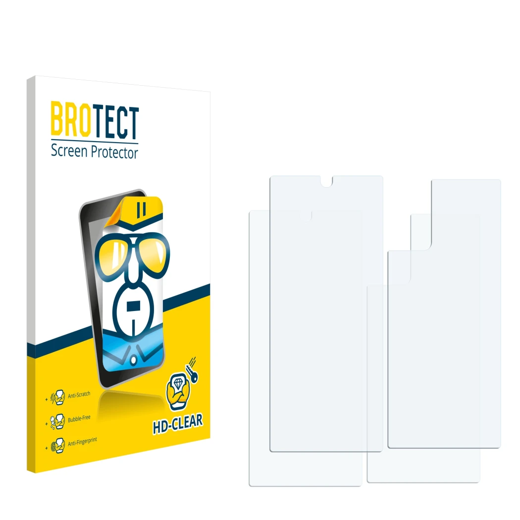Front side of a product packaging with the brand logo BROTECT. Next to it is the corresponding screen protector.