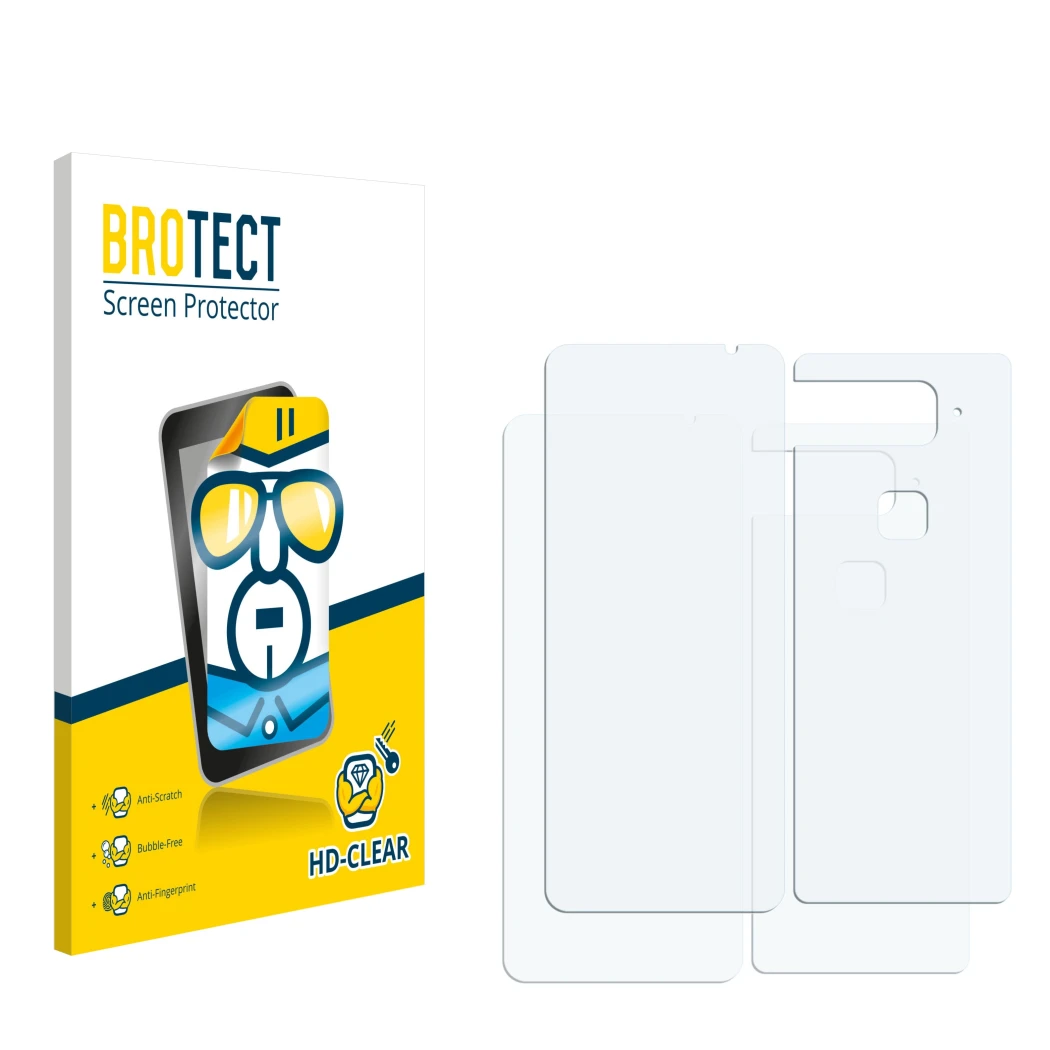 Front side of a product packaging with the brand logo BROTECT. Next to it is the corresponding screen protector.