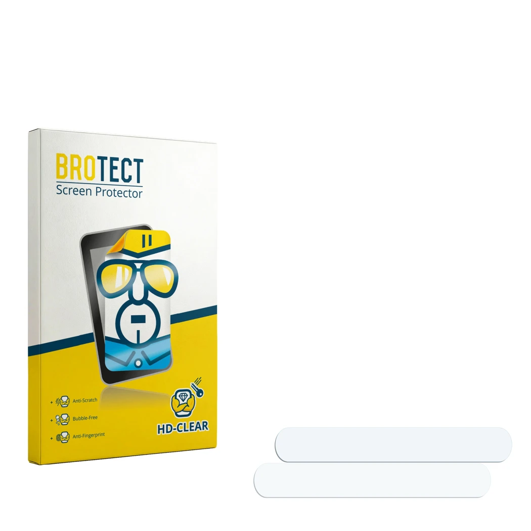 Front side of a product packaging with the brand logo BROTECT. Next to it is the corresponding screen protector.