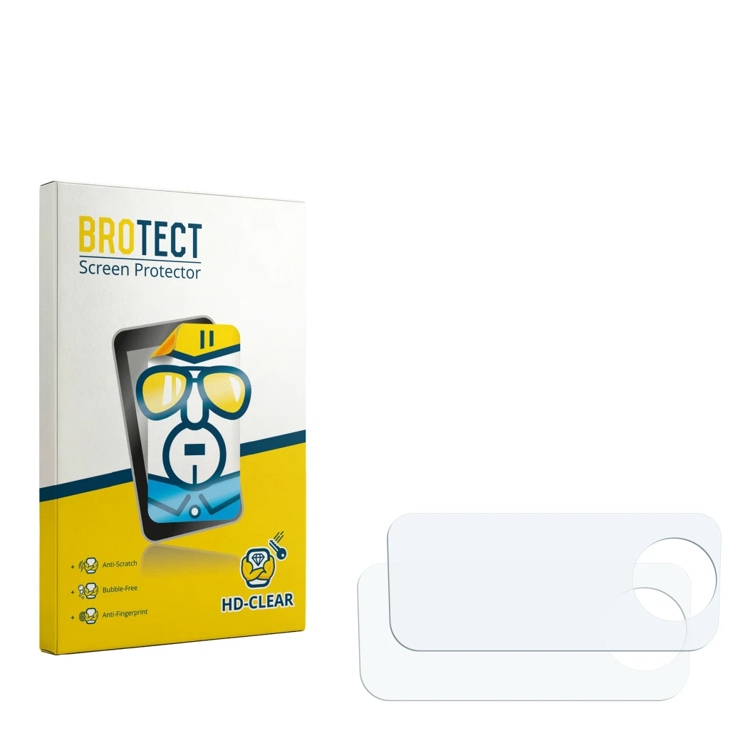 Front side of a product packaging with the brand logo BROTECT. Next to it is the corresponding screen protector.