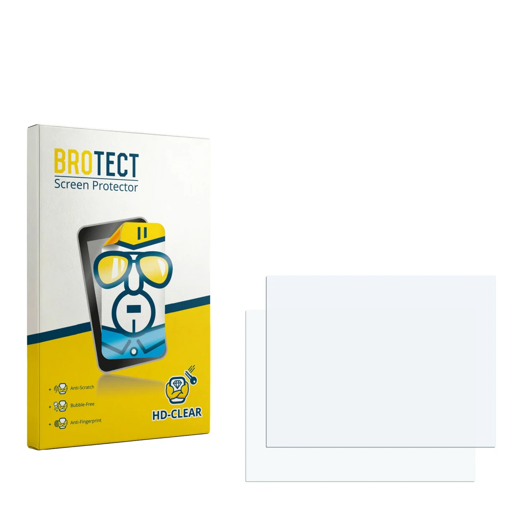 Front side of a product packaging with the brand logo BROTECT. Next to it is the corresponding screen protector.