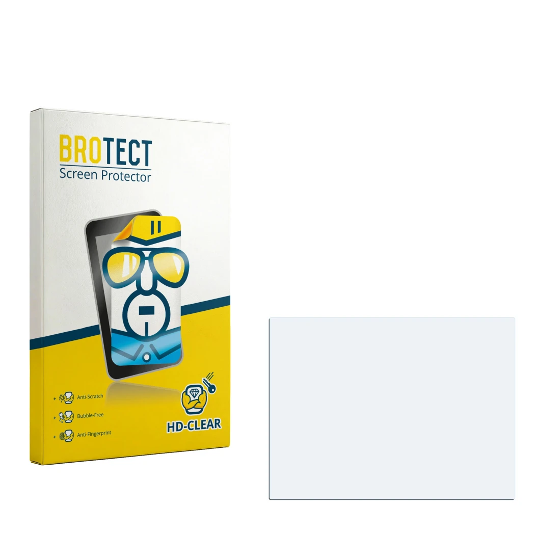 Front side of a product packaging with the brand logo BROTECT. Next to it is the corresponding screen protector.