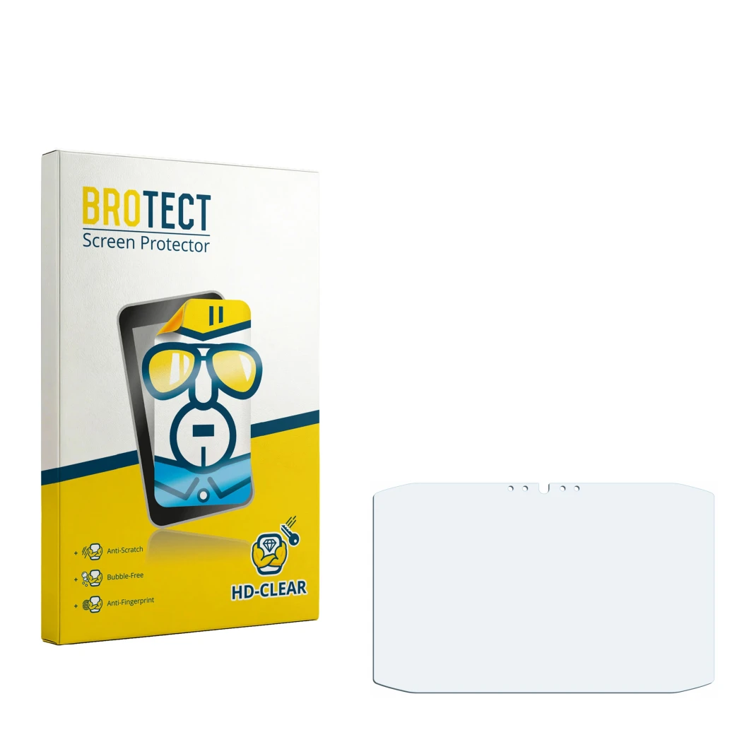 Front side of a product packaging with the brand logo BROTECT. Next to it is the corresponding screen protector.
