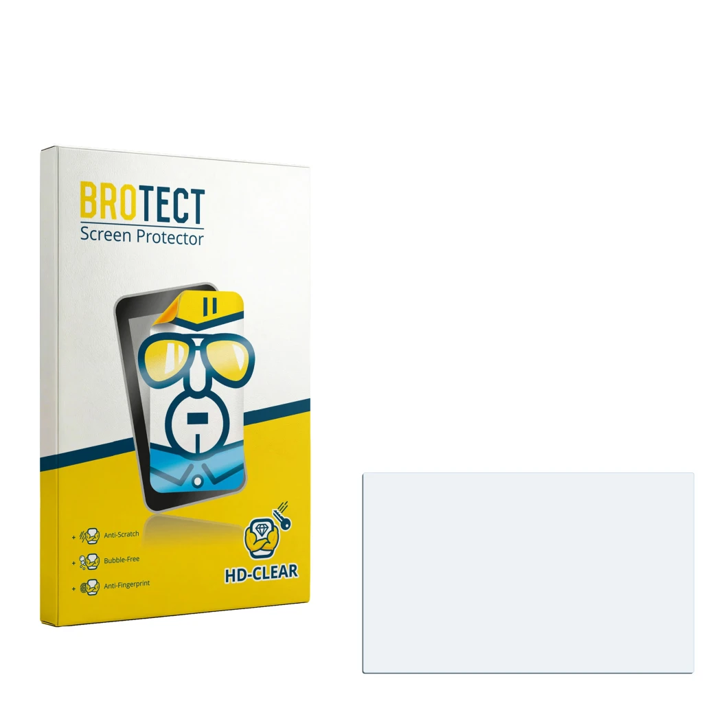 Front side of a product packaging with the brand logo BROTECT. Next to it is the corresponding screen protector.