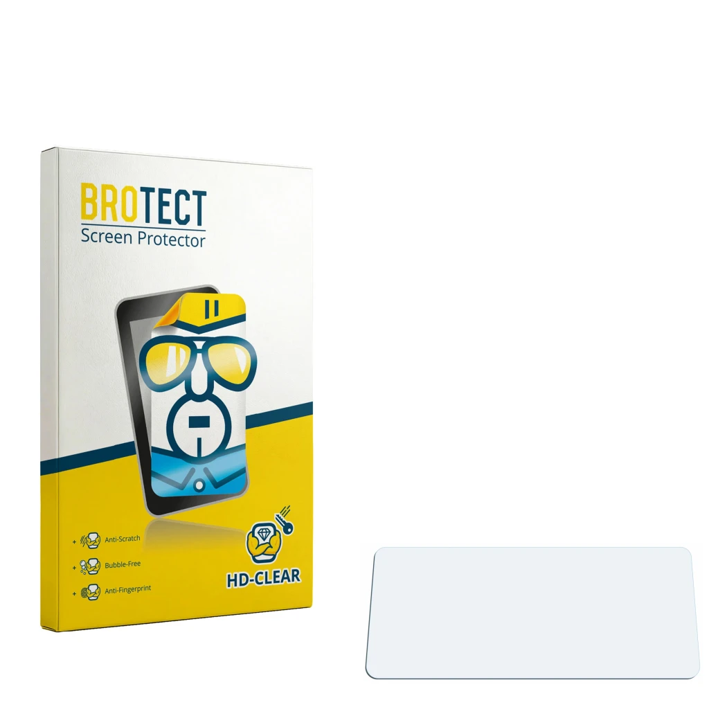 Front side of a product packaging with the brand logo BROTECT. Next to it is the corresponding screen protector.
