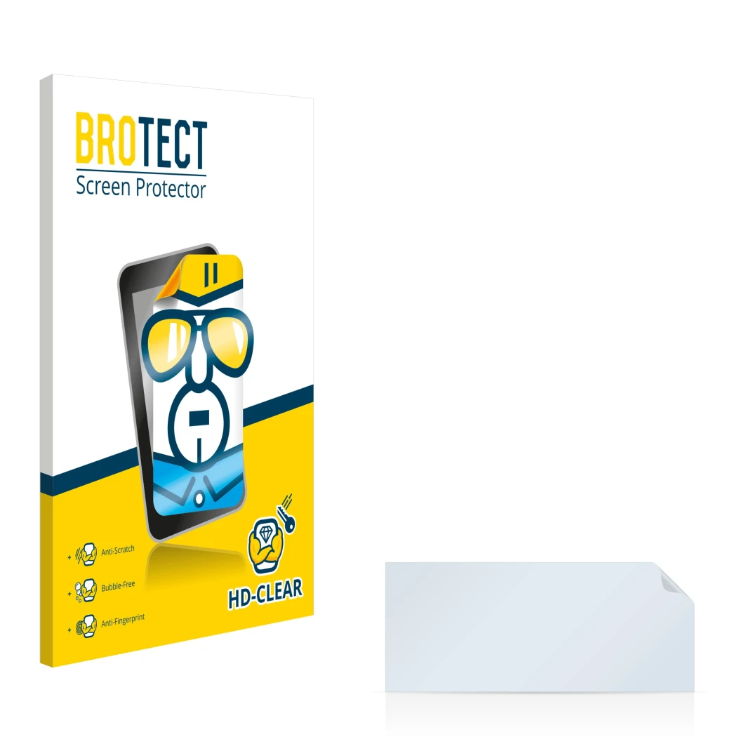 Front side of a product packaging with the brand logo BROTECT. Next to it is the corresponding screen protector.