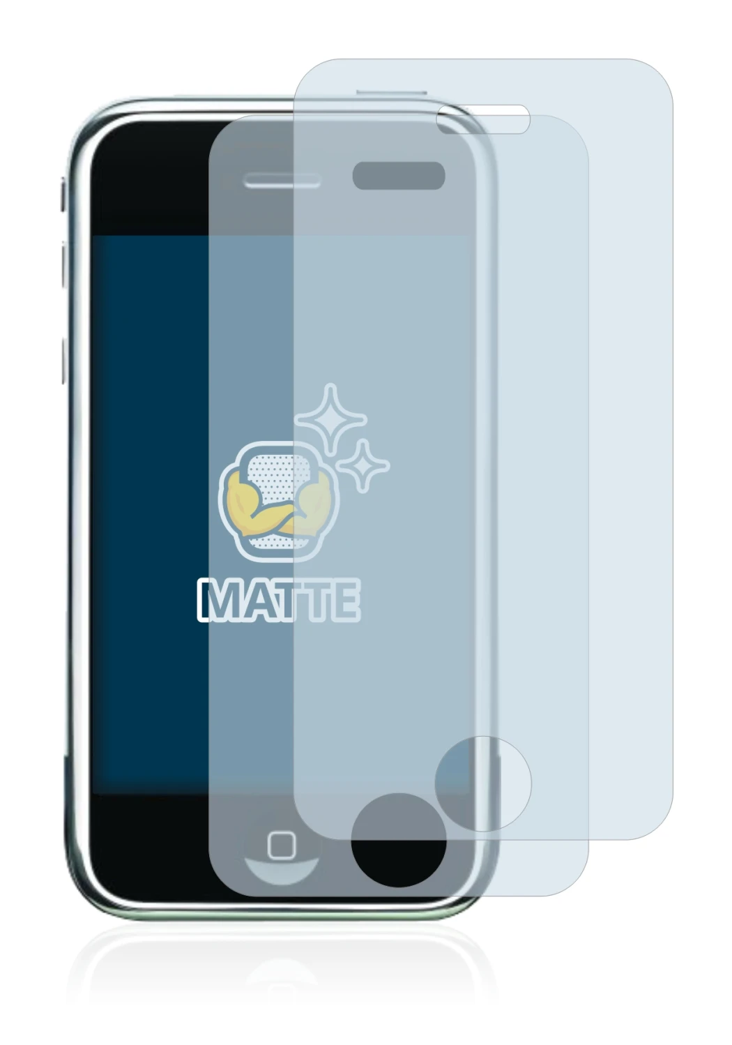 Image of the device Apple iPhone 2G with a wide variety of screen protectors.