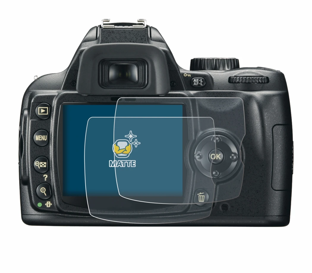 Image of the device Nikon D60 with a wide variety of screen protectors.