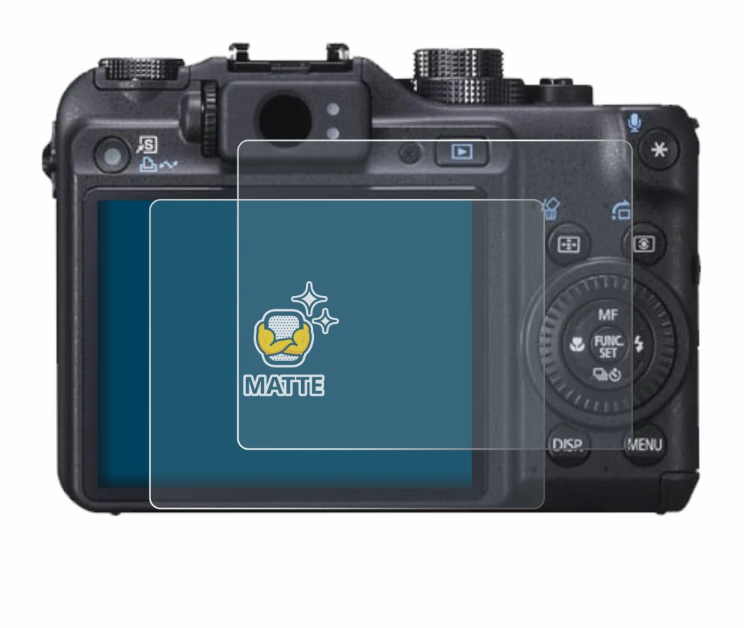 Image of the device Canon PowerShot G10 with a wide variety of screen protectors.