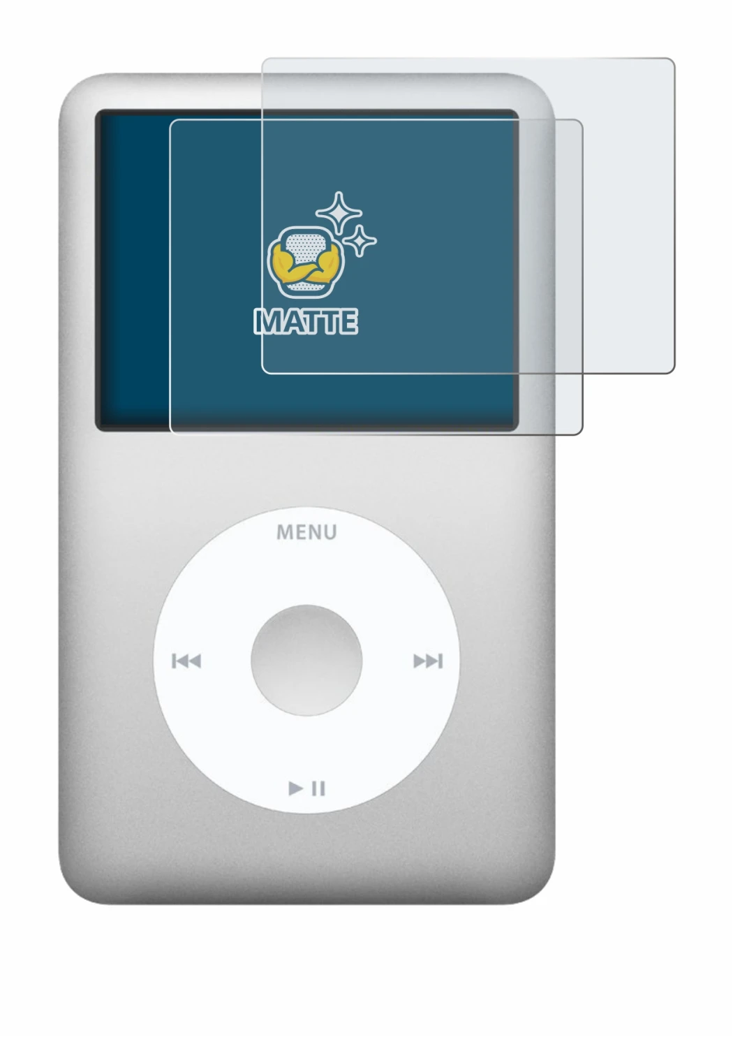 Image of the device Apple iPod classic 160 GB (7th Gen.) with a wide variety of screen protectors.