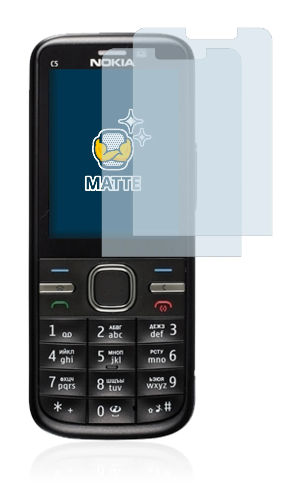 Image of the device Nokia C5-00 with a wide variety of screen protectors.