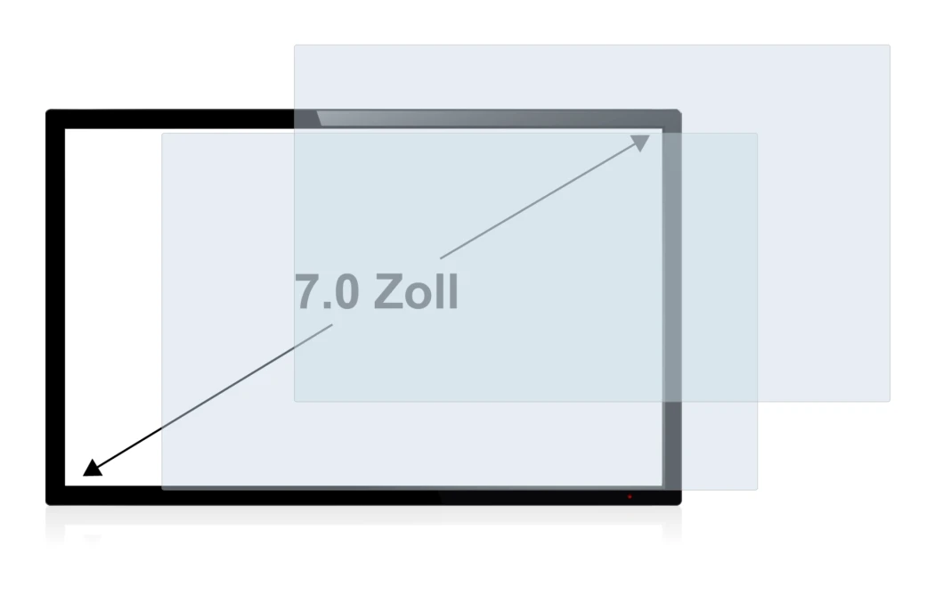 Image of the device with a wide variety of screen protectors.