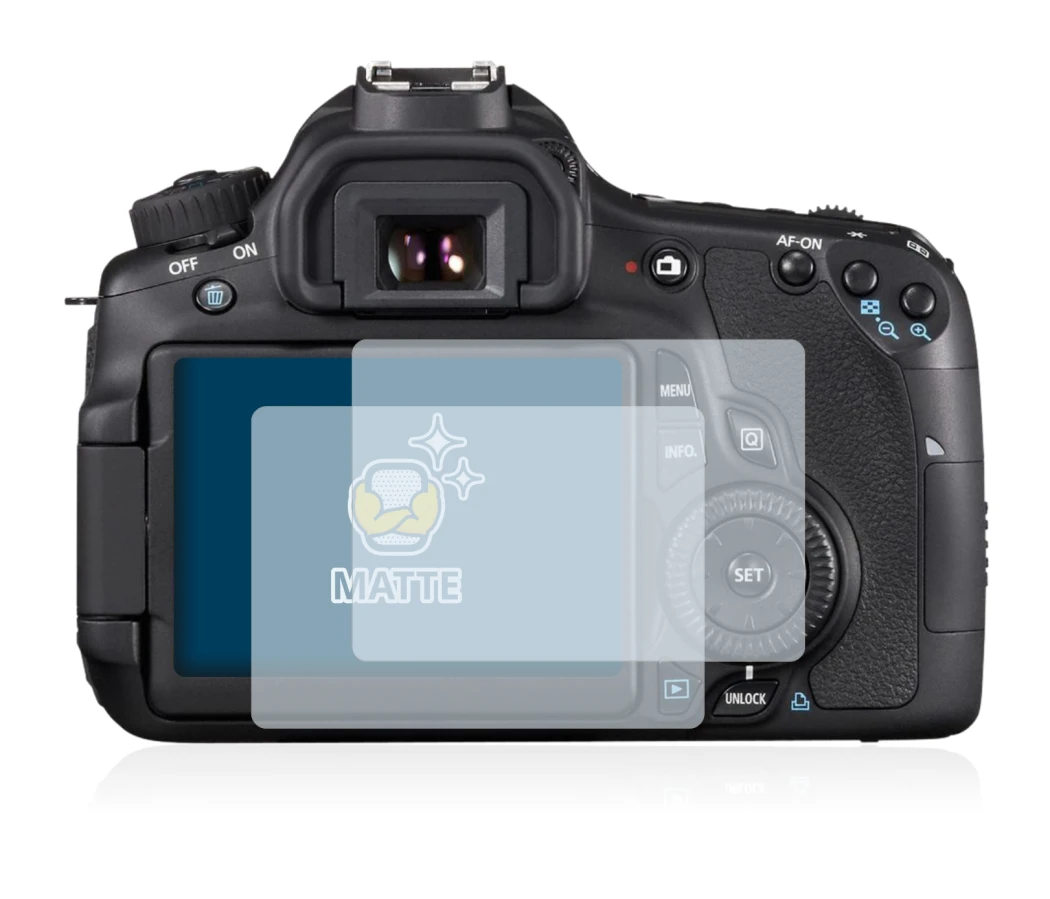 Image of the device Canon EOS 60D with a wide variety of screen protectors.