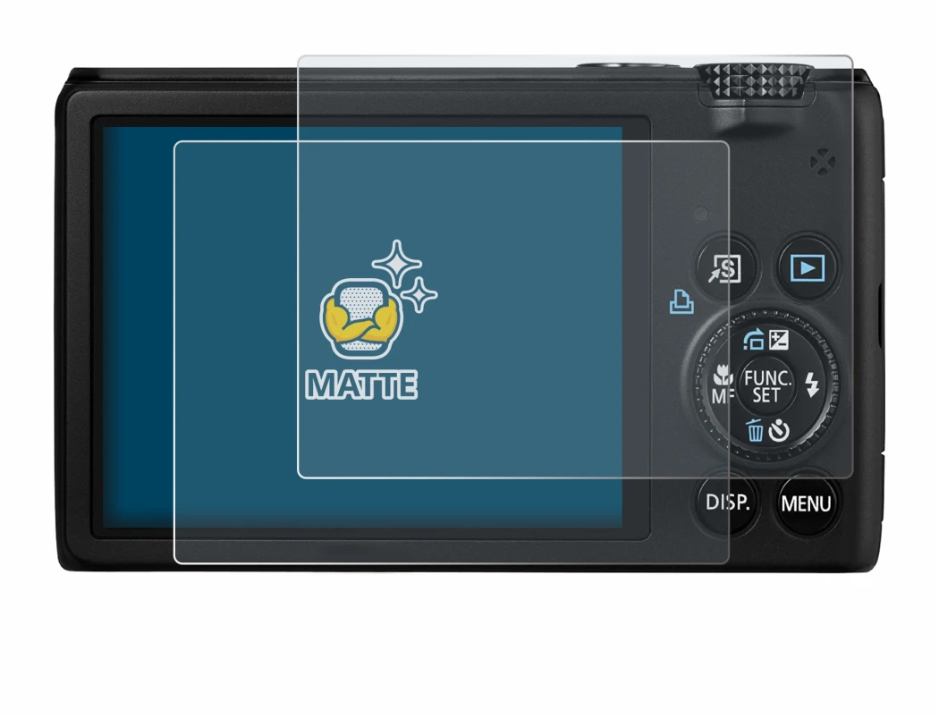 Image of the device Canon PowerShot S95 with a wide variety of screen protectors.