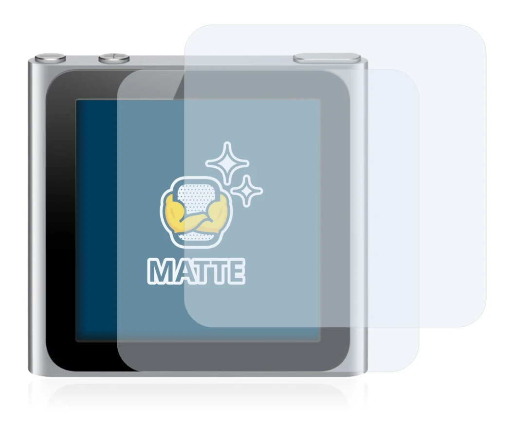 Image of the device Apple iPod nano 2010 (6th. Gen.) with a wide variety of screen protectors.