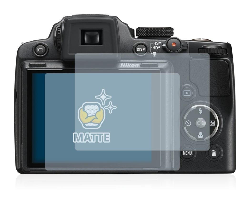 Image of the device Nikon Coolpix P500 with a wide variety of screen protectors.
