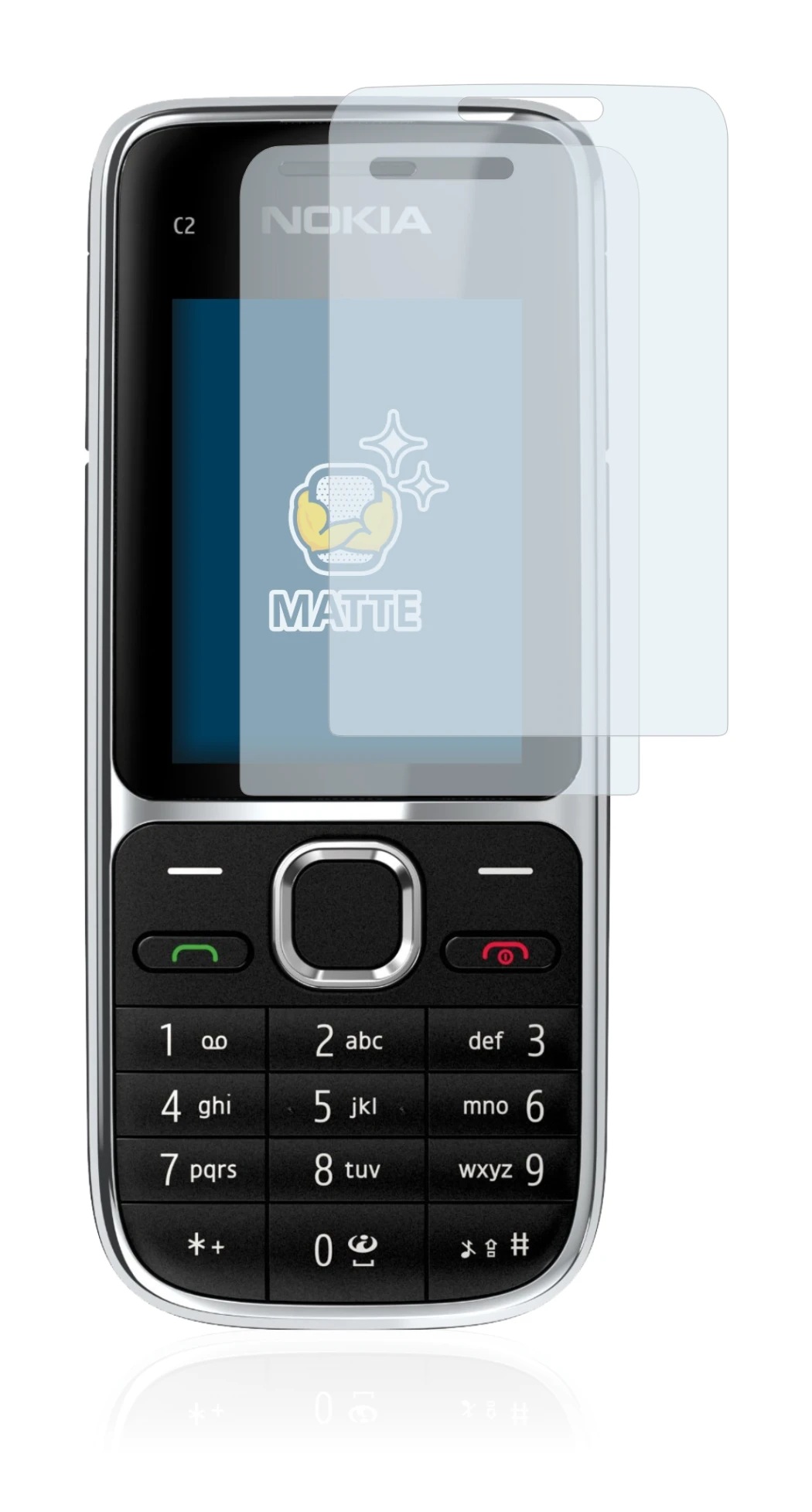 Image of the device Nokia C2-01 with a wide variety of screen protectors.