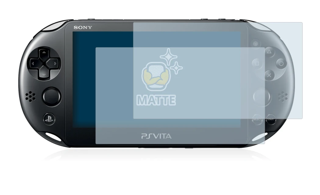 Image of the device Sony Playstation Vita with a wide variety of screen protectors.