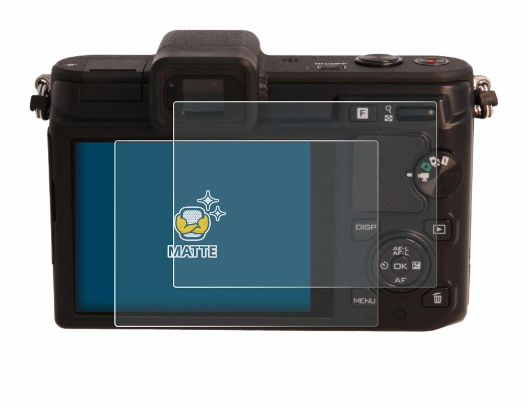 Image of the device Nikon 1 V1 with a wide variety of screen protectors.