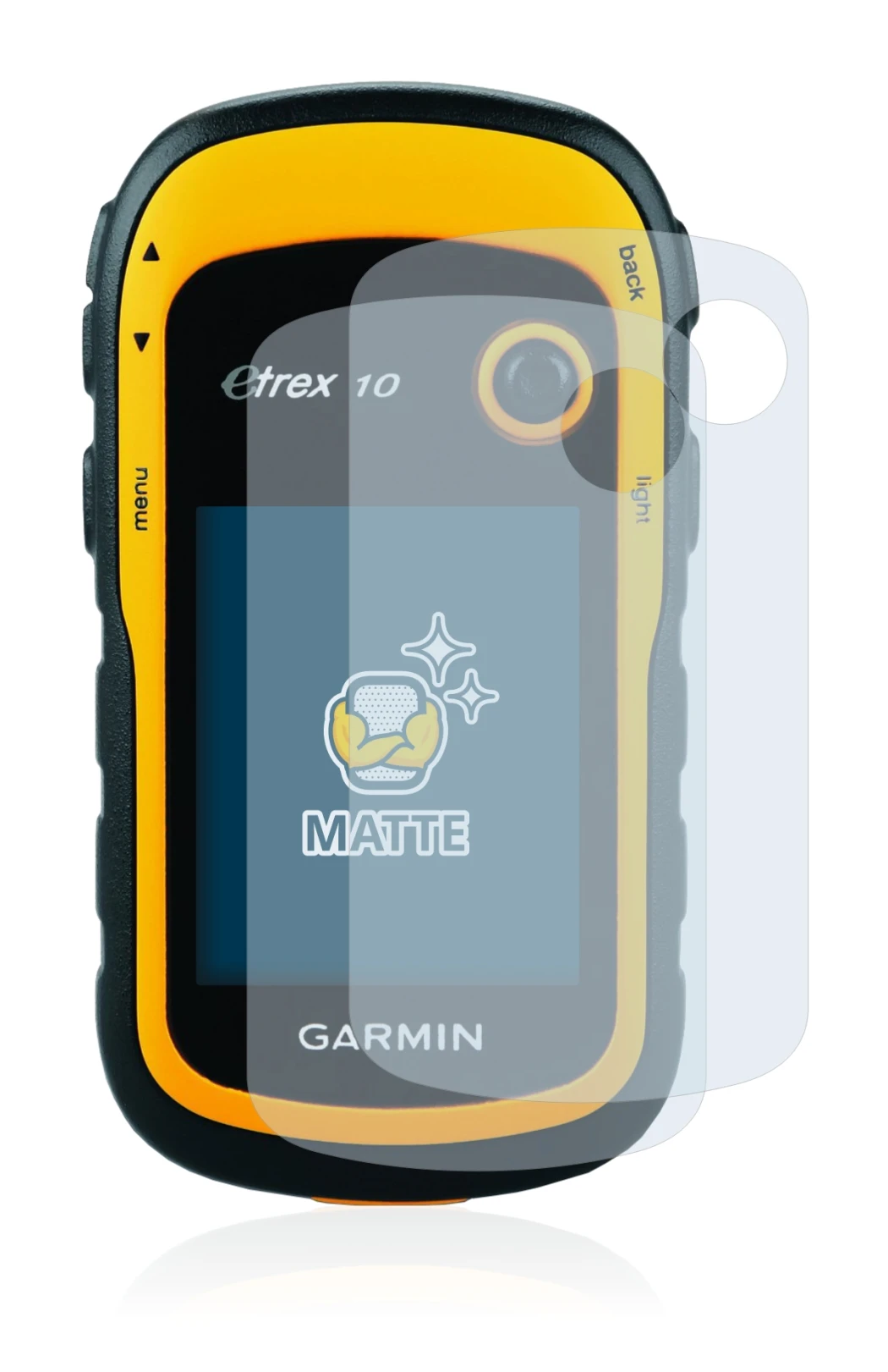 Image of the device Garmin eTrex 10 with a wide variety of screen protectors.