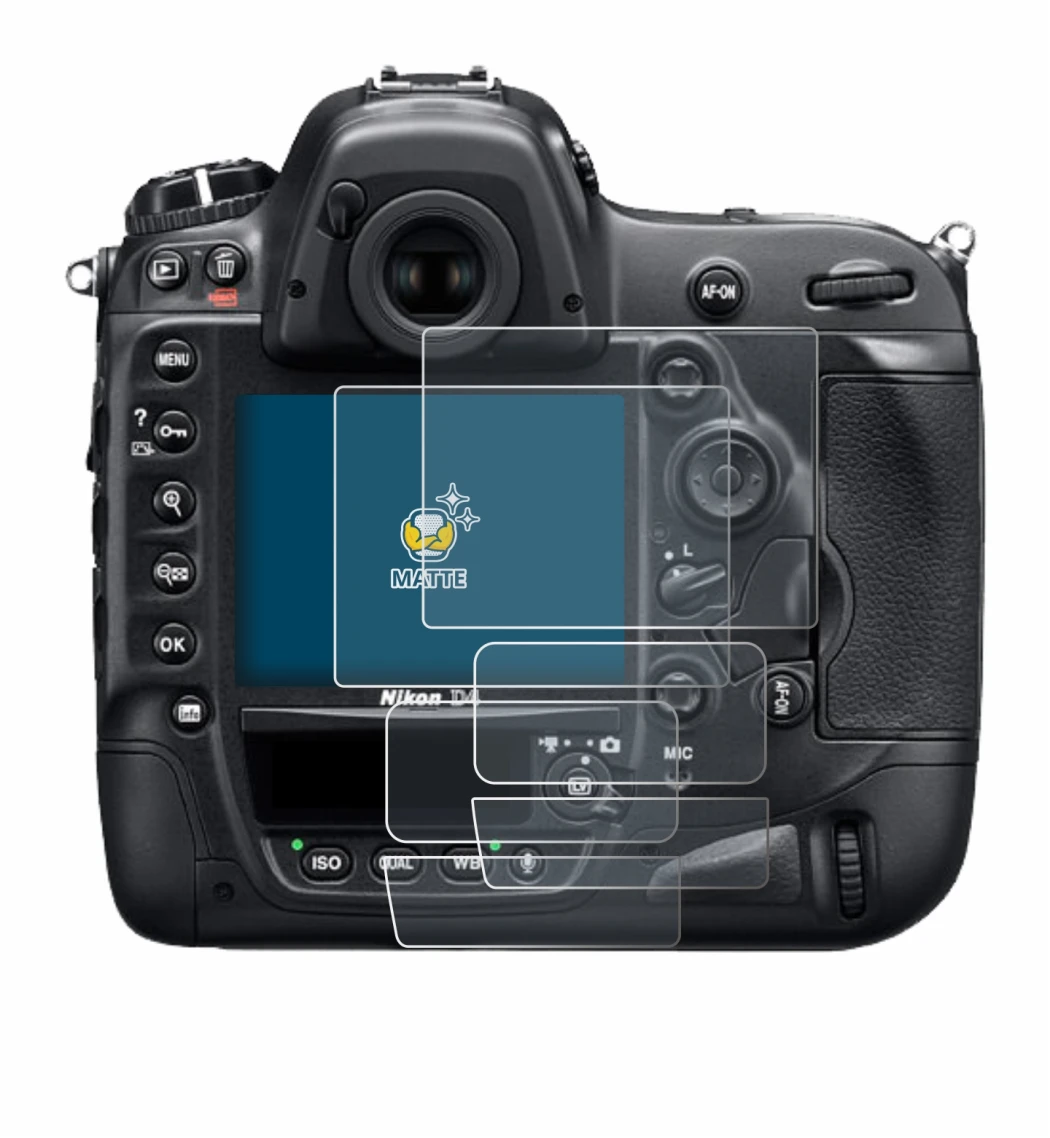 Image of the device Nikon D4 with a wide variety of screen protectors.
