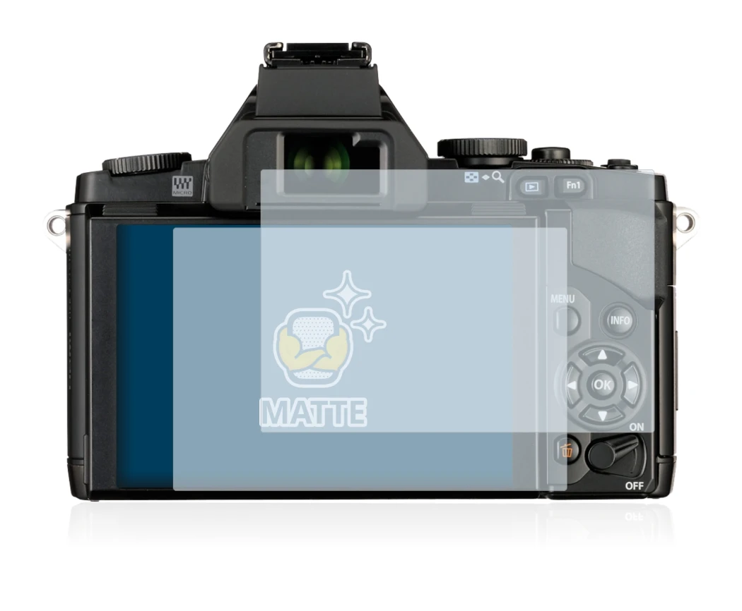 Image of the device Olympus OM-D E-M5 with a wide variety of screen protectors.