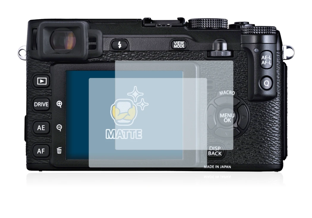 Image of the device Fujifilm X-E1 with a wide variety of screen protectors.