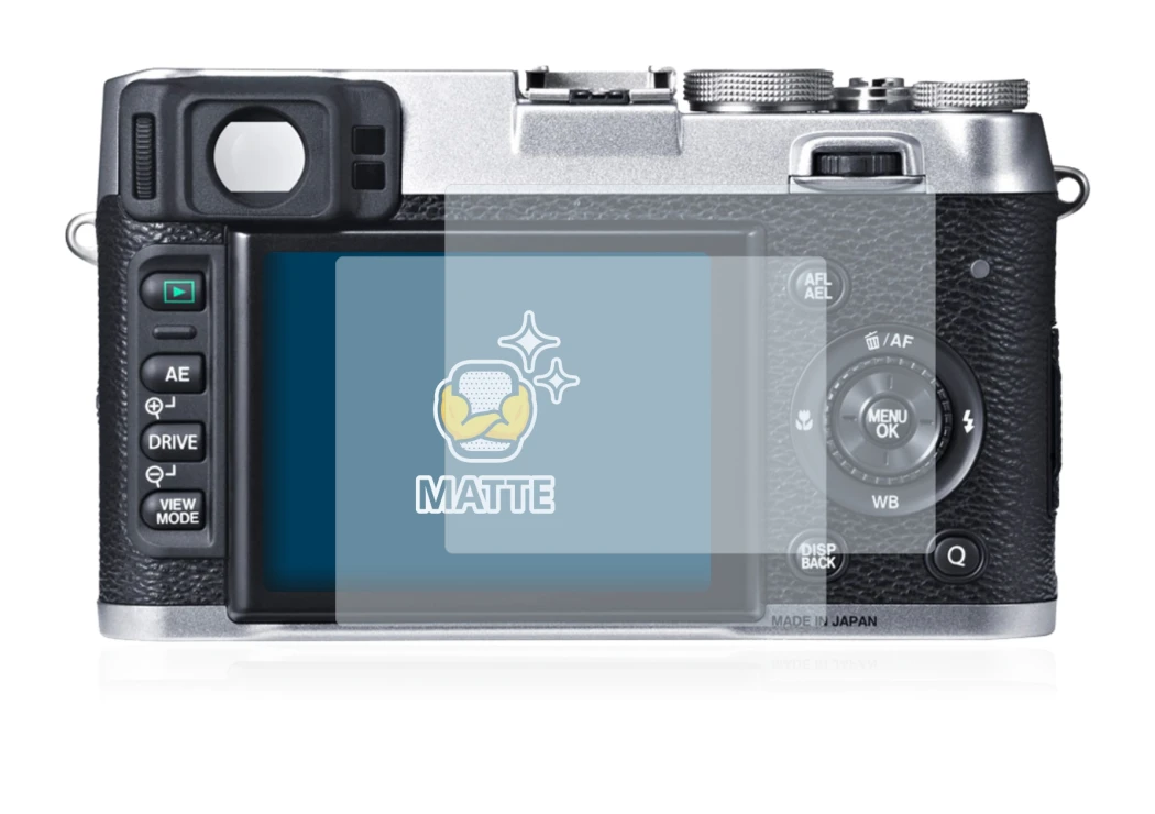 Image of the device Fujifilm X100S with a wide variety of screen protectors.