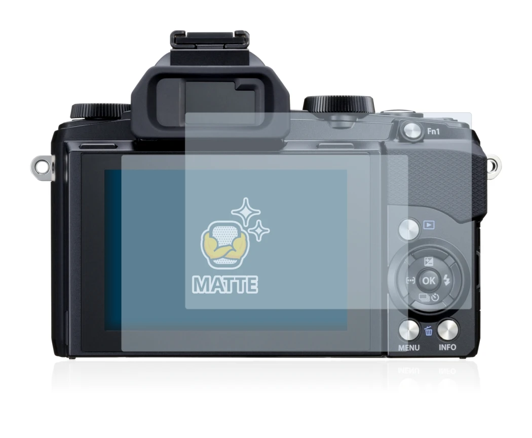 Image of the device Olympus Stylus 1 with a wide variety of screen protectors.