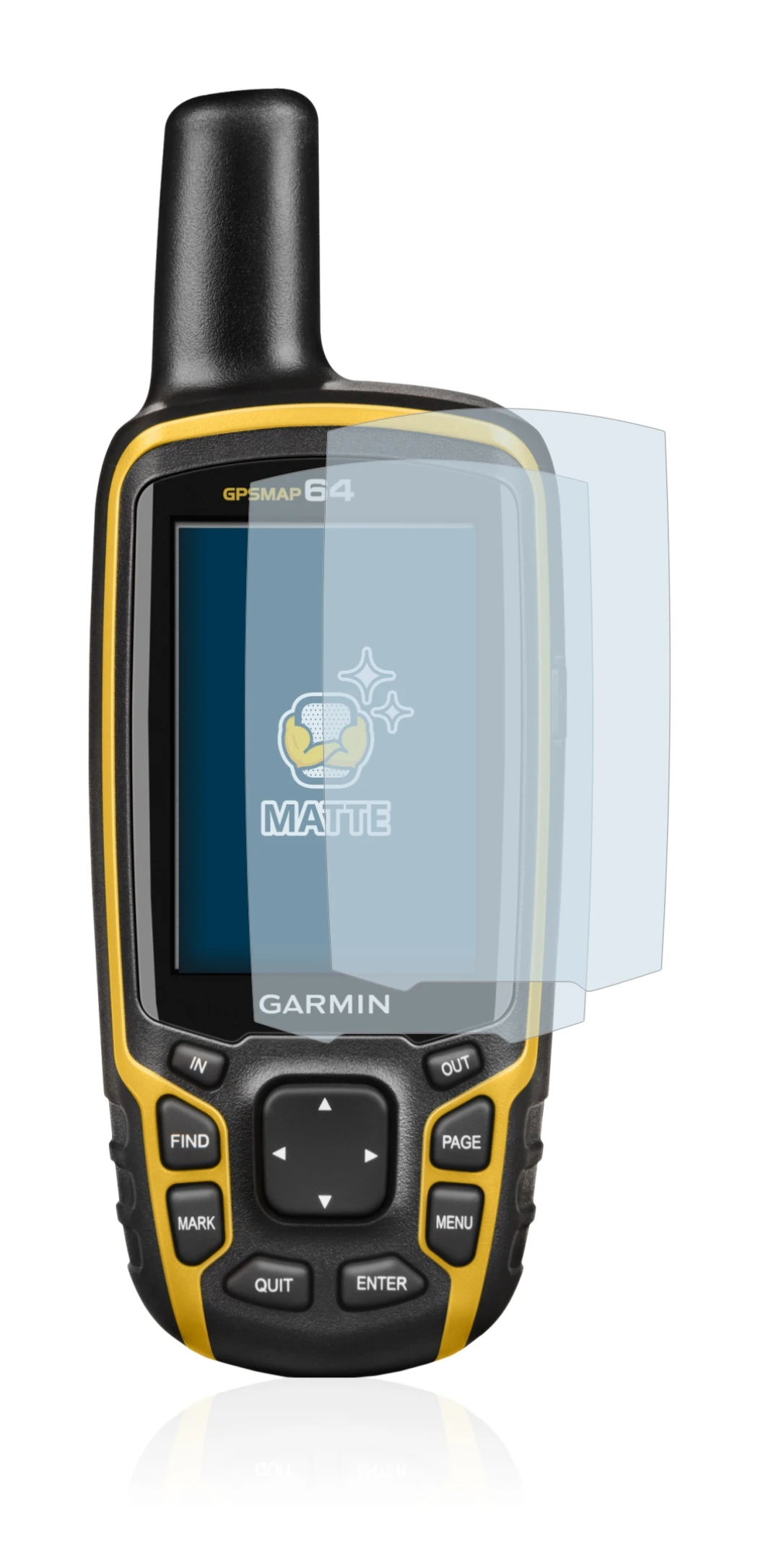 Image of the device Garmin GPSMAP 64 with a wide variety of screen protectors.