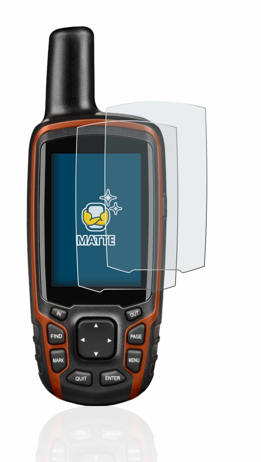 Image of the device Garmin GPSMAP 64s with a wide variety of screen protectors.