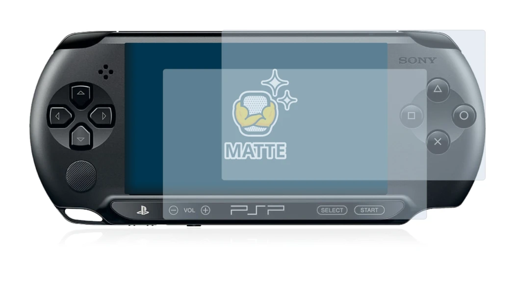 Image of the device Sony PSP 2000 with a wide variety of screen protectors.