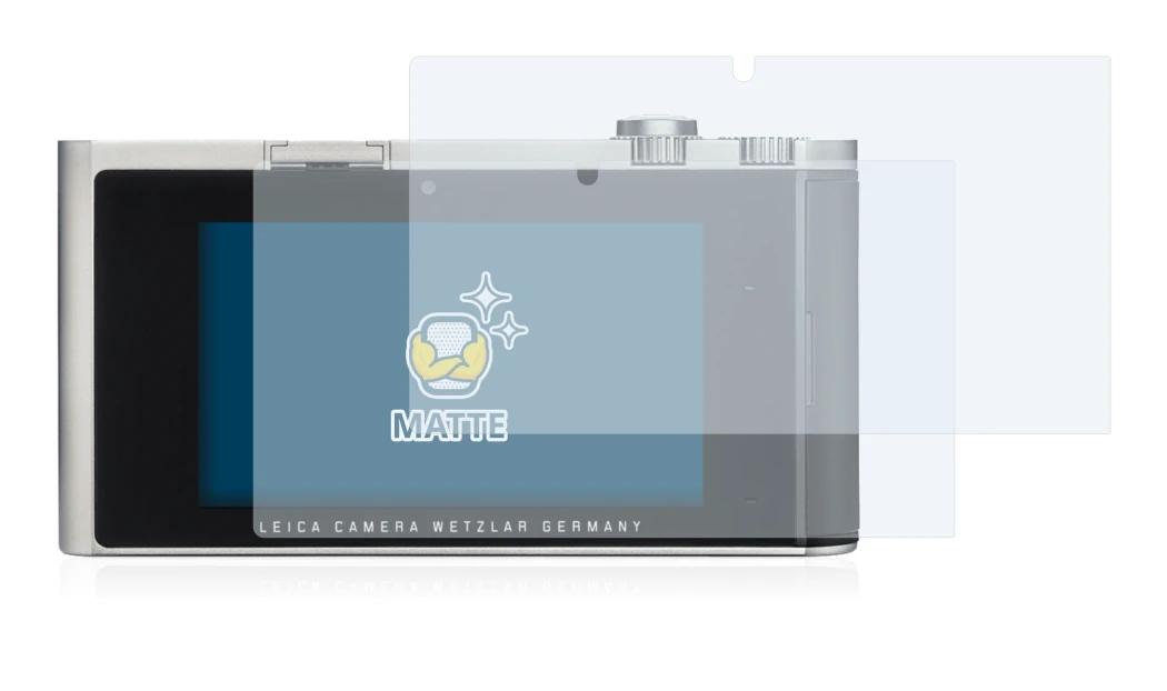Image of the device Leica T (Typ 701) with a wide variety of screen protectors.