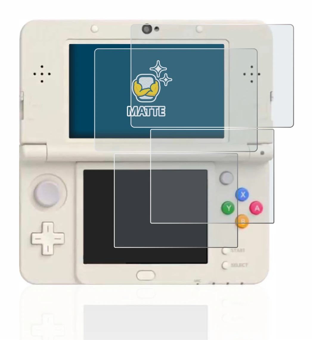 Image of the device Nintendo New 3DS with a wide variety of screen protectors.