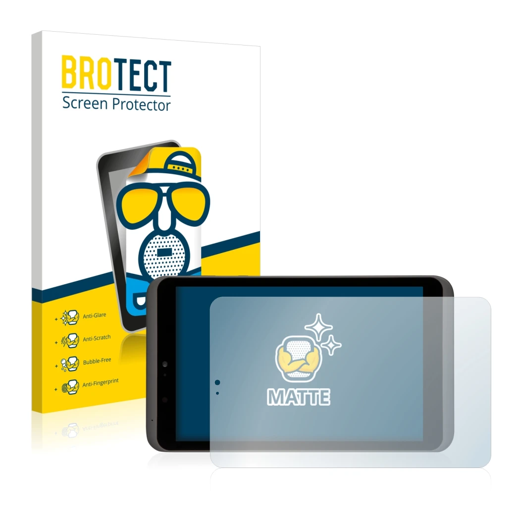 Front side of a product packaging with the brand logo BROTECT. Next to it is the device Tesco hudl2 shown with the correspondi